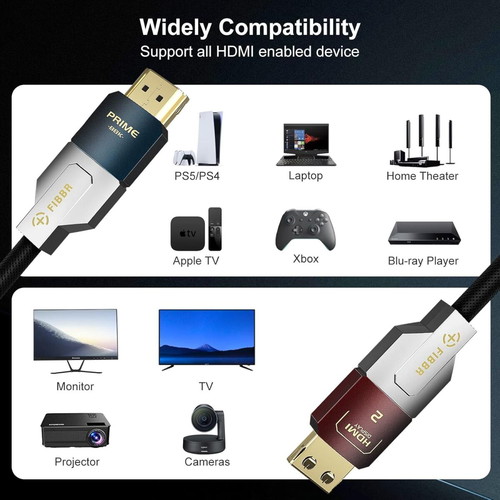Fibbr 8K Fibre Optic HDMI 2.1 Cable 10M 48Gbps new