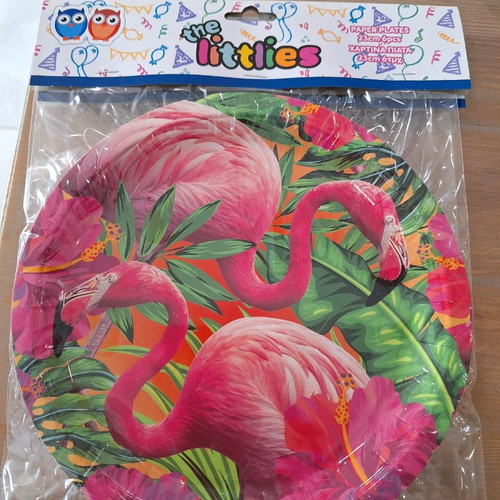 Party supplies new, pack of 12 large plates 23cm, 12 small plates 18cm, 12 cups, 20 flamingo napkins