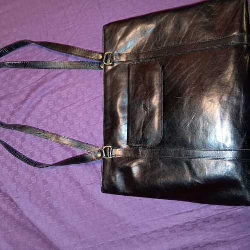 Monica leather handbag used, genuine leather with worn handles