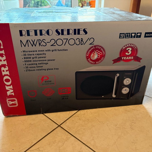 Morris Retro microwave oven with grill 20lt new, black