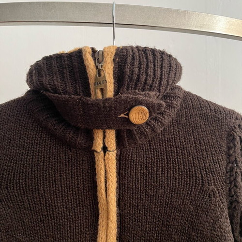 Miss Sixty knitted jacket used with fur inside brown no S