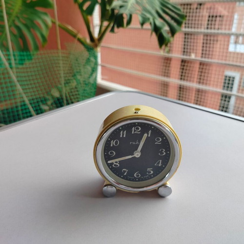 Ruhla Table Clock used, made in East Germany, with functional issues