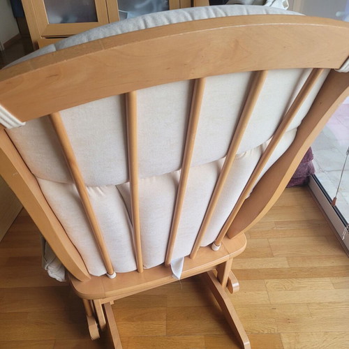 Dutailier nursing rocking chair used with footstool and throw
