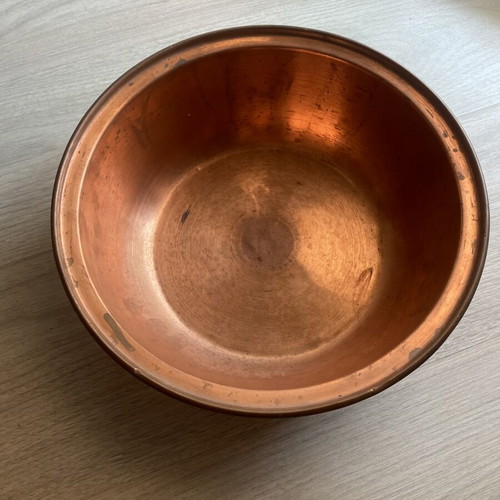 Copper pot with lid vintage, used, 1940-60 era, diameter 30 cm