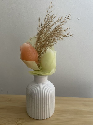 Plaster vase with two candles handmade