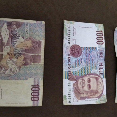 Italian banknotes used, pack of 3 pieces
