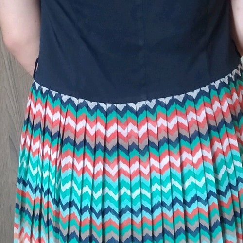 Raxevsky dress like new, blue with multicolor pleated skirt