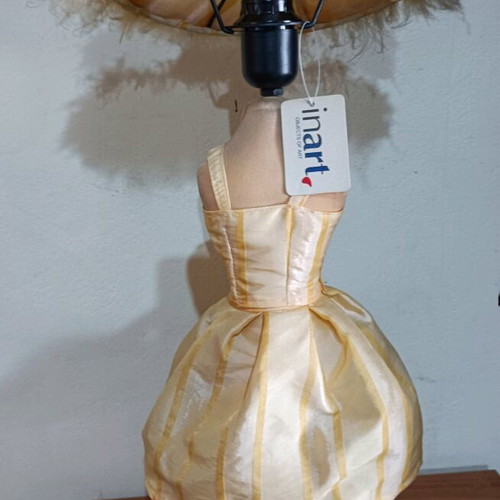 Table lamp doll new with yellow dress and hat