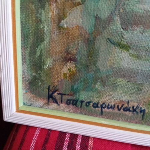 Painting by Aikaterini Tsatsaronaki oil on cardboard like new
