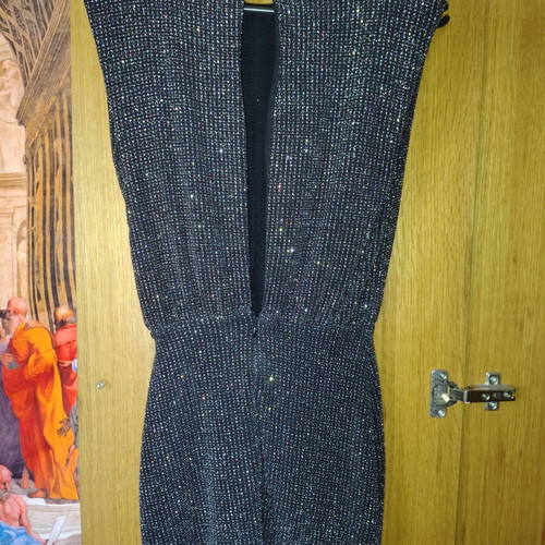 Bershka evening dress, black and silver, XS