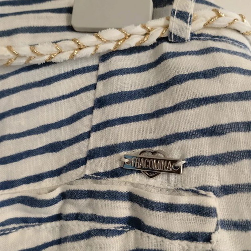 Fracomina Navy Striped Zip Culotte Cropped Low Waisted Size S New