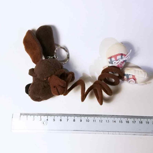 Plush dog keychain used