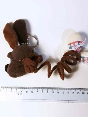 Plush dog keychain used