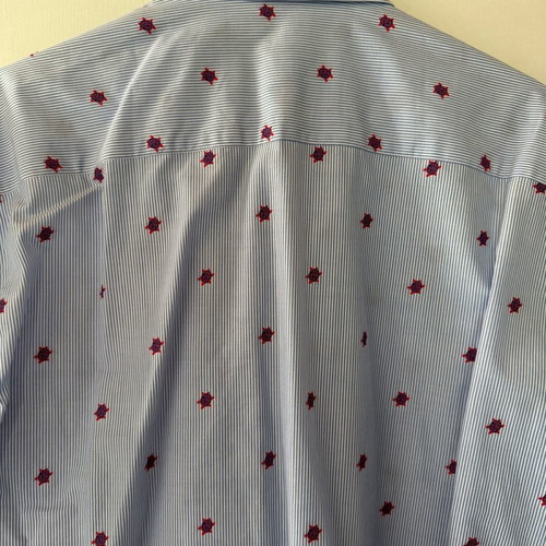 Men's shirt new striped with red turtles slim fit size L