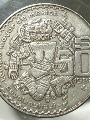 Νόμισμα 50 Pesos Μεξικό 1982 μεταχειρισμένο, Coyolxauhqui