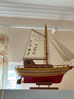 Handmade ship new with small wooden sticks