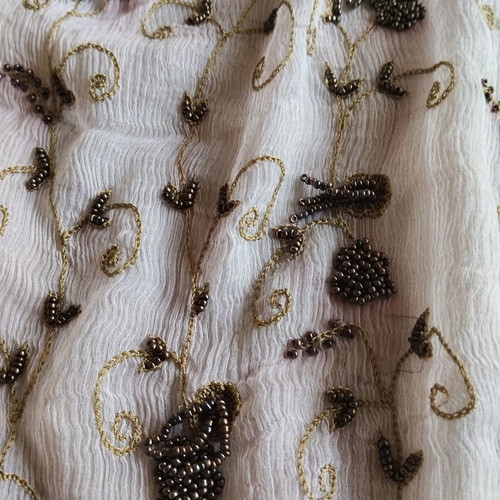 Soufli Silk Tsevres Table Runner embroidered with gold thread and beads used