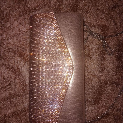 Pink crossbody bag refurbished with impressive crystals