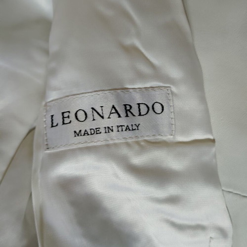 Leather jacket Leonardo vintage short, like new, white and brown