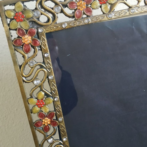Bronze frame decorated with enamel and rhinestones like new