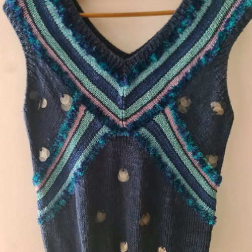 Vintage handmade blouse used, rare multicolor design
