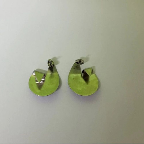 Handmade statement earrings with turquoise stone, aluminum