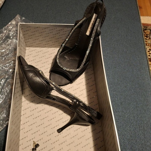 Swarovski crystal sandals like new, black, size 37