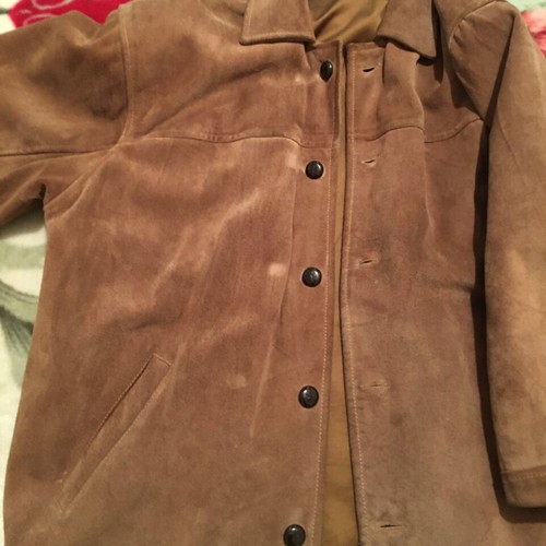 Suede leather men's jacket used, brown, size XL