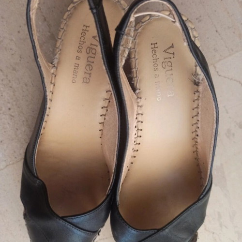 Viguera women's leather espadrilles used, size 37, black