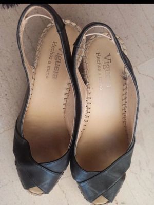 Viguera women's leather espadrilles used, size 37, black