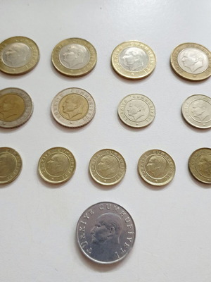 Κέρματα Τουρκικών Λιρών μεταχειρισμένα, πακέτο 14 τεμαχίων