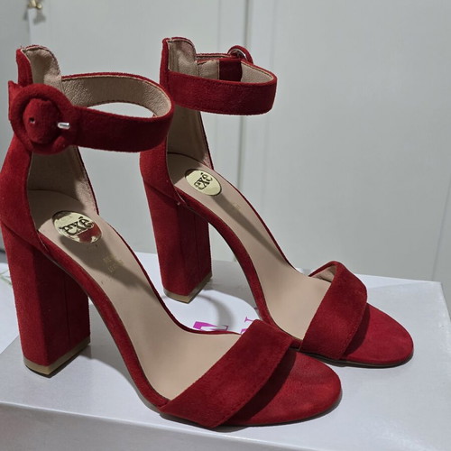 Tsakiris Mallas Exe red platform sandals, like new, real leather with pouch