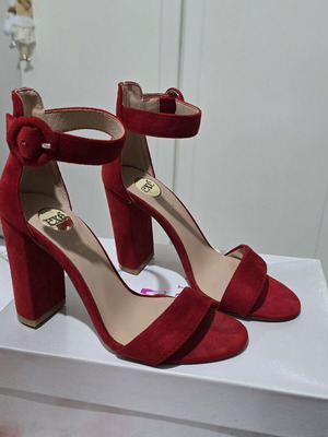 Tsakiris Mallas Exe red platform sandals, like new, real leather with pouch