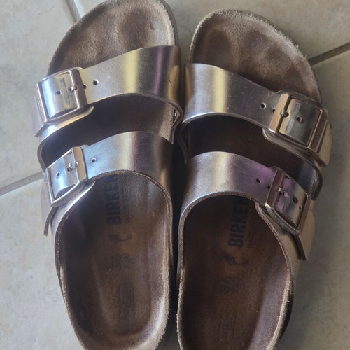 Birkenstock Arizona sandals used, size 36, rose gold copper