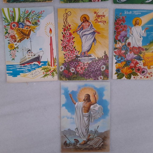 Easter postcards used, set of 7 from 1960s and 70s