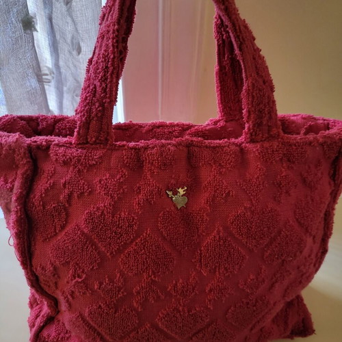 Sugar Free hand bag, pink fuchsia, terry fabric