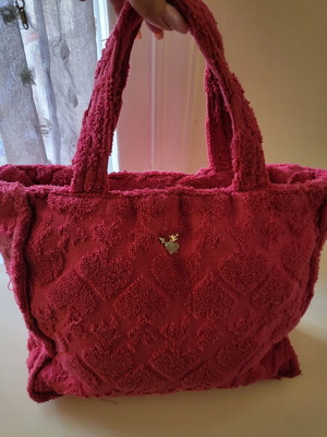 Sugar Free hand bag, pink fuchsia, terry fabric