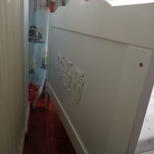 Baby furniture set with convertible crib bed and two-door wardrobe