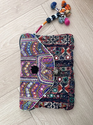 Boho Ethnic Crossbody Bag and Clutch with Embroidery like new