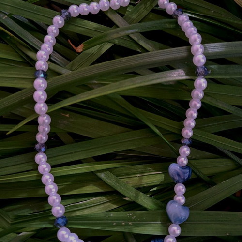 Handmade necklace with artificial pearls and stainless steel, new