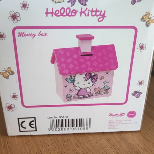 Hello Kitty Sanrio piggy bank new in box, pink design