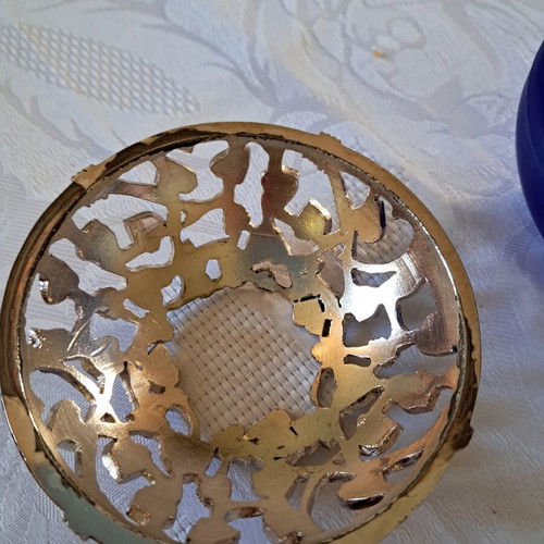 Cristofele cobalt blue candlestick like new, 1990s