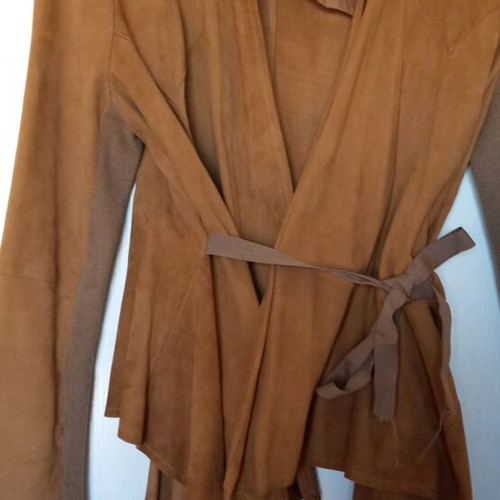 Zara lightweight jacket with leather look asymmetrical like new, brown