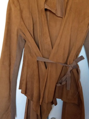 Zara lightweight jacket with leather look asymmetrical like new, brown