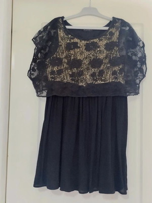 Sisley girl's black dress with golden sequins, new, size 10-11