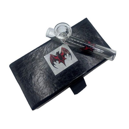 Glass smoking pipe 10.3 cm with bat design and storage box new