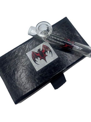 Glass smoking pipe 10.3 cm with bat design and storage box new
