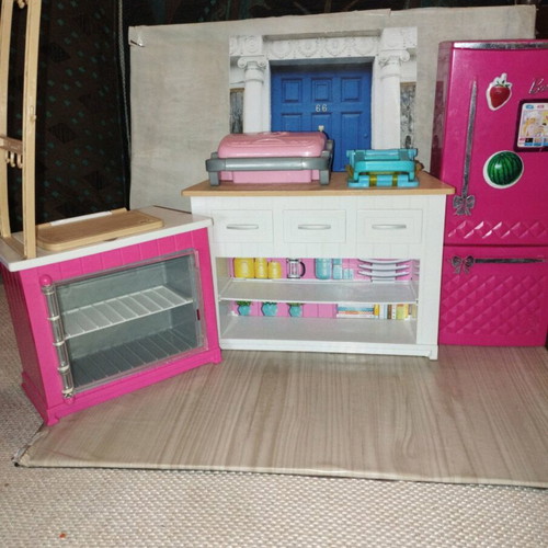 Barbie kitchen used, set of three furniture pieces