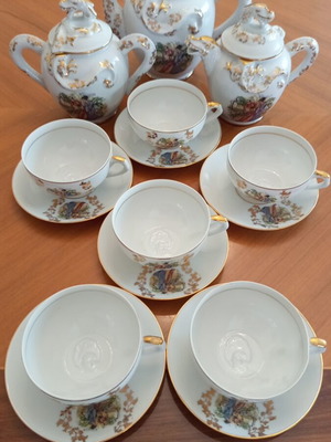 Vintage Japanese Dragonware porcelain tea and coffee set, Maruku China, 1940-50, 15 pcs