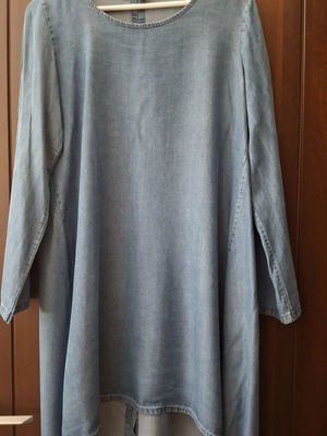 Denim dress asymmetrical, long sleeves, like new, blue, size S
